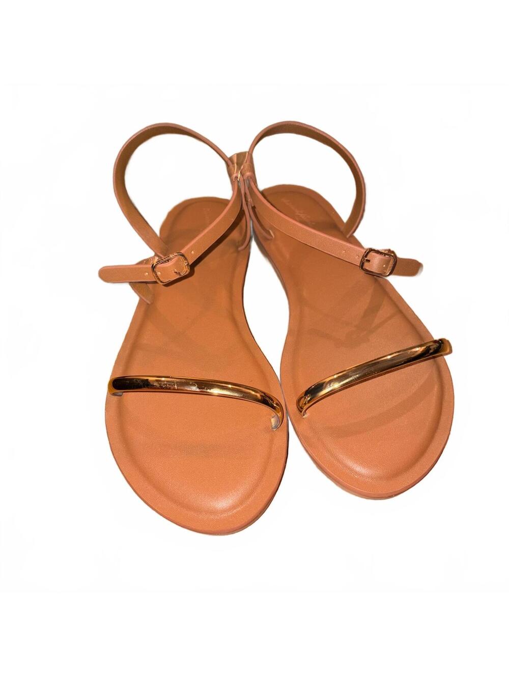 Universal Thread Brown Flat Sandals Gold Accent Strap Women's 7 NWOT Summer Boho